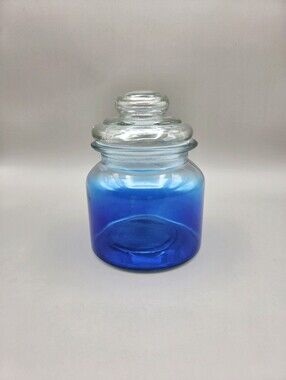 Cobalt Blue Ombre Glass Apothecary Jar with Lid, NWOT